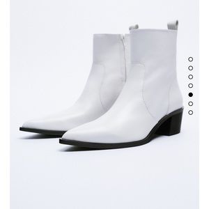 Zara Leather Cowboy Ankle Booties